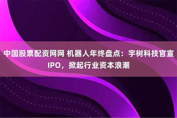 中国股票配资网网 机器人年终盘点：宇树科技官宣IPO，掀起行业资本浪潮